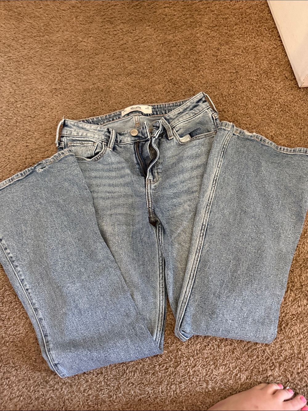 Hollister Faded Light Blue High-Rise Wide Leg Jeans